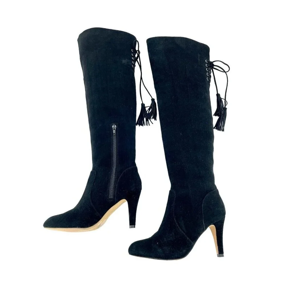 Vince Camuto Cherline Black Suede Leather Over the Knee Boots SZ 6 New